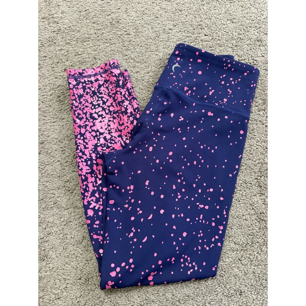 Zyia Women's Light n Tight Hi-Rise 7/8 Leggings Navy Pink Splash | Size 4